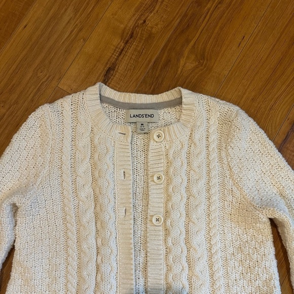 Lands' End Ivory Cable Knit Cardigan - Picture 4 of 6